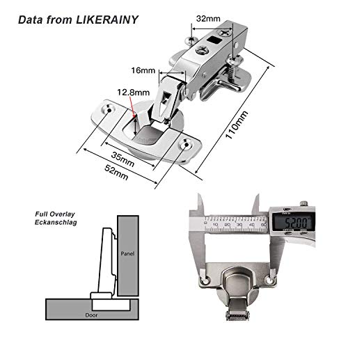 Hettich Sensys 8645i TH52 110 Grad Eckanschlag Standard Scharnier mit Soft Close Automatikscharnier Integrierter Dämpfung Scharniere für Küchenschrank Kleiderschrank 2 Stück Von LIKERAINY