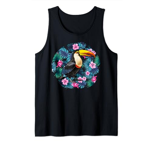 Toucans Birds Wild Animal Tropical Flowers Leaf Toucans Camiseta sin Mangas