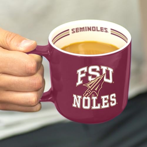 Image of Logo Brands NCAA Florida State Seminoles 15 oz Stripe Coffee Mug - Vintage Team Logo, Inside Print & Stripes, Microwave & Dishwasher Safe- Great Gift For Fans & Alumni