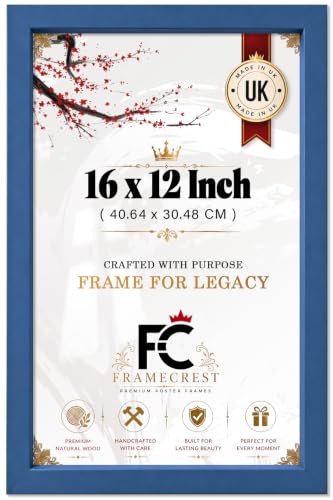 Image of Frame Crest 30x40cm Blue Picture Frame - 12x16 Inch Wall-Mounted Photo Frame for Gallery Wall, Modern Minimalist Art Display with Horizontal and Vertical Mounting Hardware 40x30cm - [Blue]