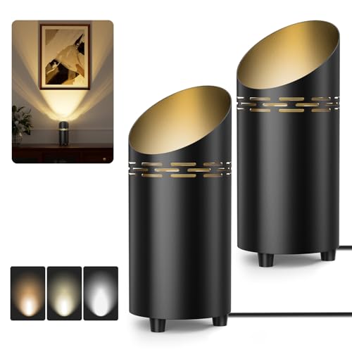 Image of 2 Pack Uplights Indoor Floor Can Lights, 3000K /4000K /6000K Spotlight Indoor with GU10 Bulbs, Uplighting Spotlights with Foot Switch for Living Room Corner Sofa House Plant Wall Artwork Decor