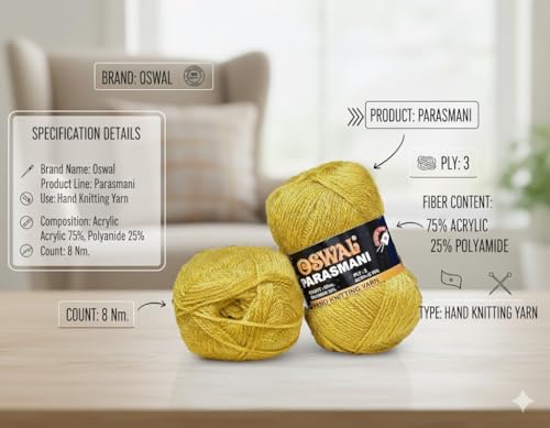 Image of M.G ENTERPRISE Parasmani MustardSoft Wool Yarn 200 Premium Craft Yarn for Crochet and Knitting