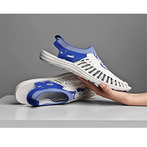 Handmade Weaving Men'sSandals Outdoor Casual Beach Sandals Breathable Soft Non-Slip Mesh Men's Slippers(D,7)2