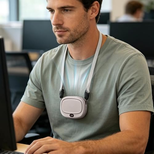Ventilador de cuello portátil USB de 1800 mAh y personal mini para cintura 4