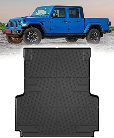 Mixsuper Liner Truck Bed Mat Compatible with 2020-2023 Jeep Gladiator JT 5ft Bed, All Weather Truck Rugged Bed Liner TPE Durable Odorless Black