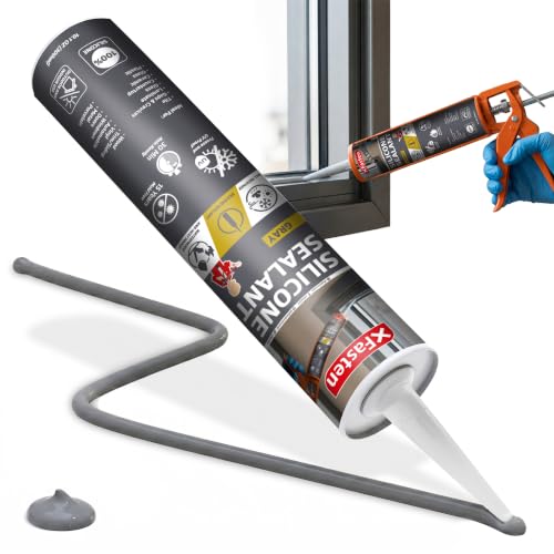 Image of XFasten Gray Silicone Caulk 10.1 oz Single Pack Gray Caulking Waterproof