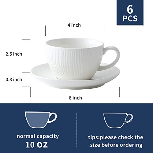 KOOV Latte Cup and Saucer, 10 oz Porcelain Cappuccino Cups and Saucers