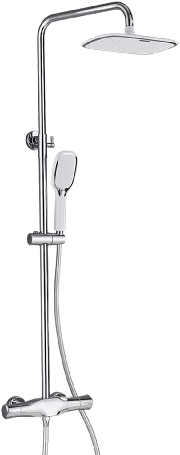Tbddsd Chrome Bathroom Shower Heads, 25 × 19 Cm Rainfall Shower Head And 2 Functions Hand Exposed Column Easy Installation, (Chrom(Chrome)