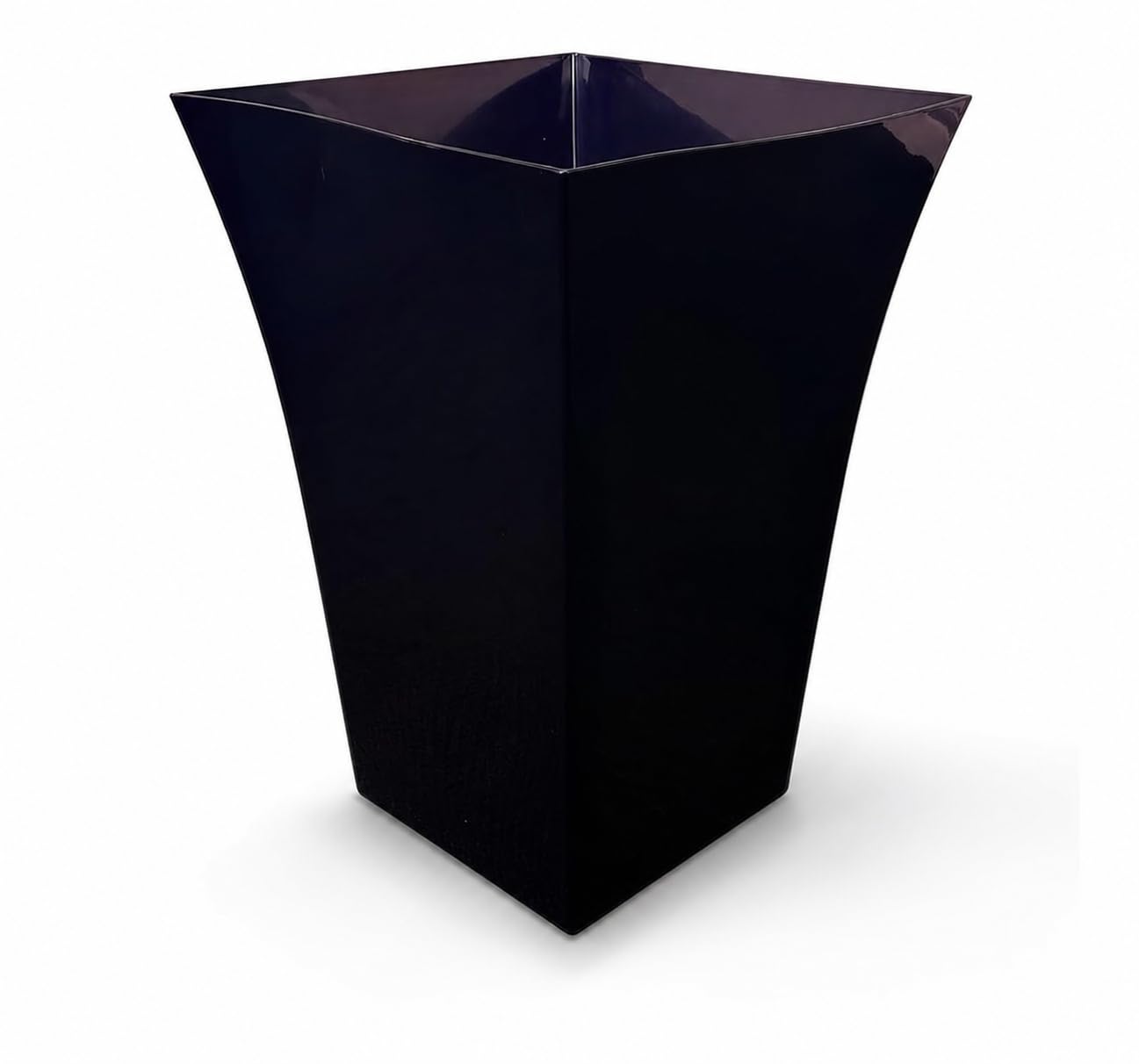 OptiProducts Tall Square Planter Pots (Set of 1) Black – for Modern Indoor & Outdoor Plant Pots with Gloss Finish | Decorative Garden, Home Planters for Flowers, Shrubs & Small Trees