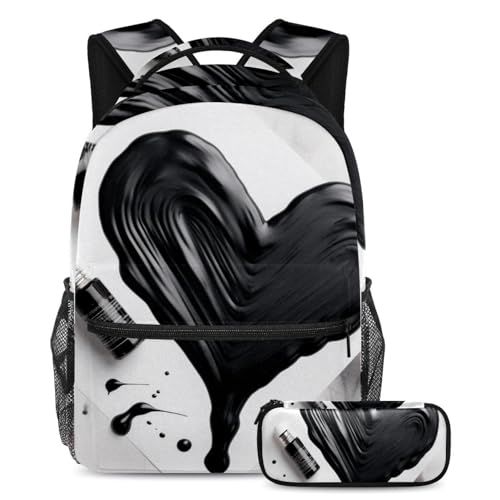 Sac à dos et trousse cœur jaune pour ados multicolore 40cm