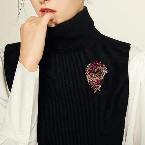 SELOVO Big Large Flower Statement Brooches Pins Scarf Decoration Gold Tone2