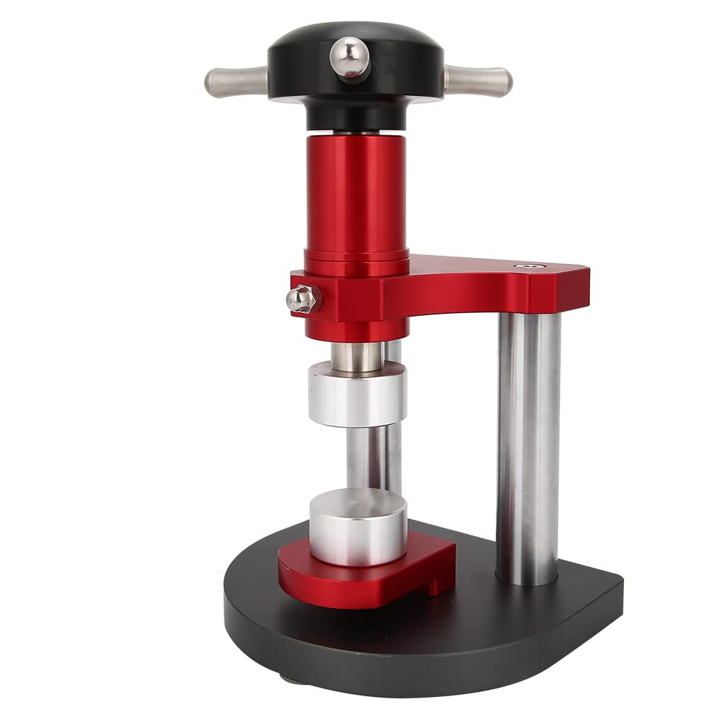 Tbest Máquina Taponadora en Espiral para Cerrar Cajas Traseras de Relojes con 12 Troqueles, Herramienta de Prensa de Reloj de Acero Alto para Reparación de Relojes, Relojero Profesional