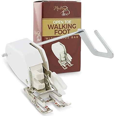 Madam Sew Open Toe Walking Foot for Quilting and Sewing | Stitch Through Multiple Layers & Match Prints | Compatible with Most Low-Shank Sewing Machine Models | Brother, Singer, Janome, Babylock, More Cover