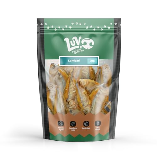 Petisco Natural Lambari Desindratado 80g Peixe para Cães e Gatos Luv Petisco Naturais