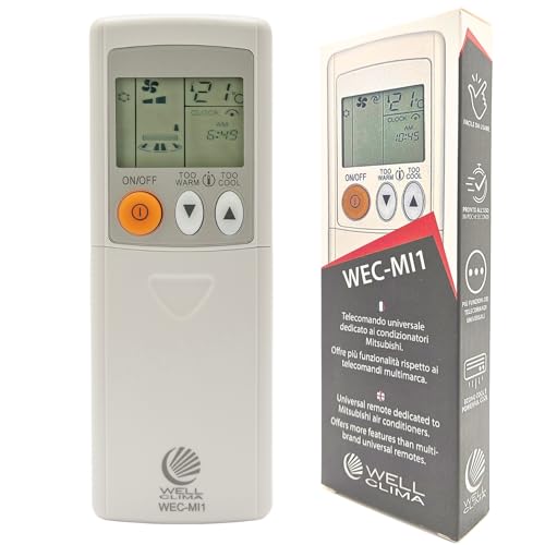 Wellclima WEC-MI1 Universele afstandsbediening voor Mitsubishi airconditioning, klaar voor gebruik in seconden, compatibel met warmtepomp en inverter, gegarandeerde compatibiliteit ASIN
