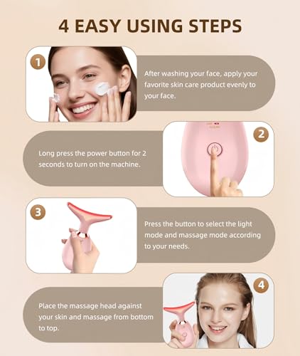 image for ELISHINE 7 Color Face and Neck Massager Light Therapy, Red Light Based