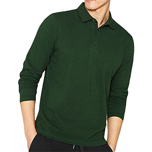 Polo homme confortable manches longues vert XXL pour éviter le froid