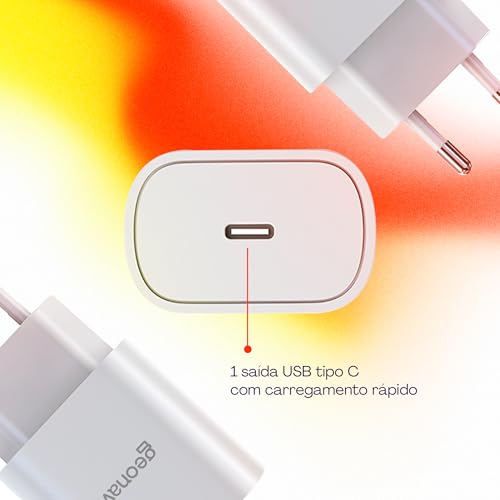 Geonav Carregador Universal Ultra Rápido, Power Delivery 25W, 1 Porta USB-C, CH25PDWT, Branco