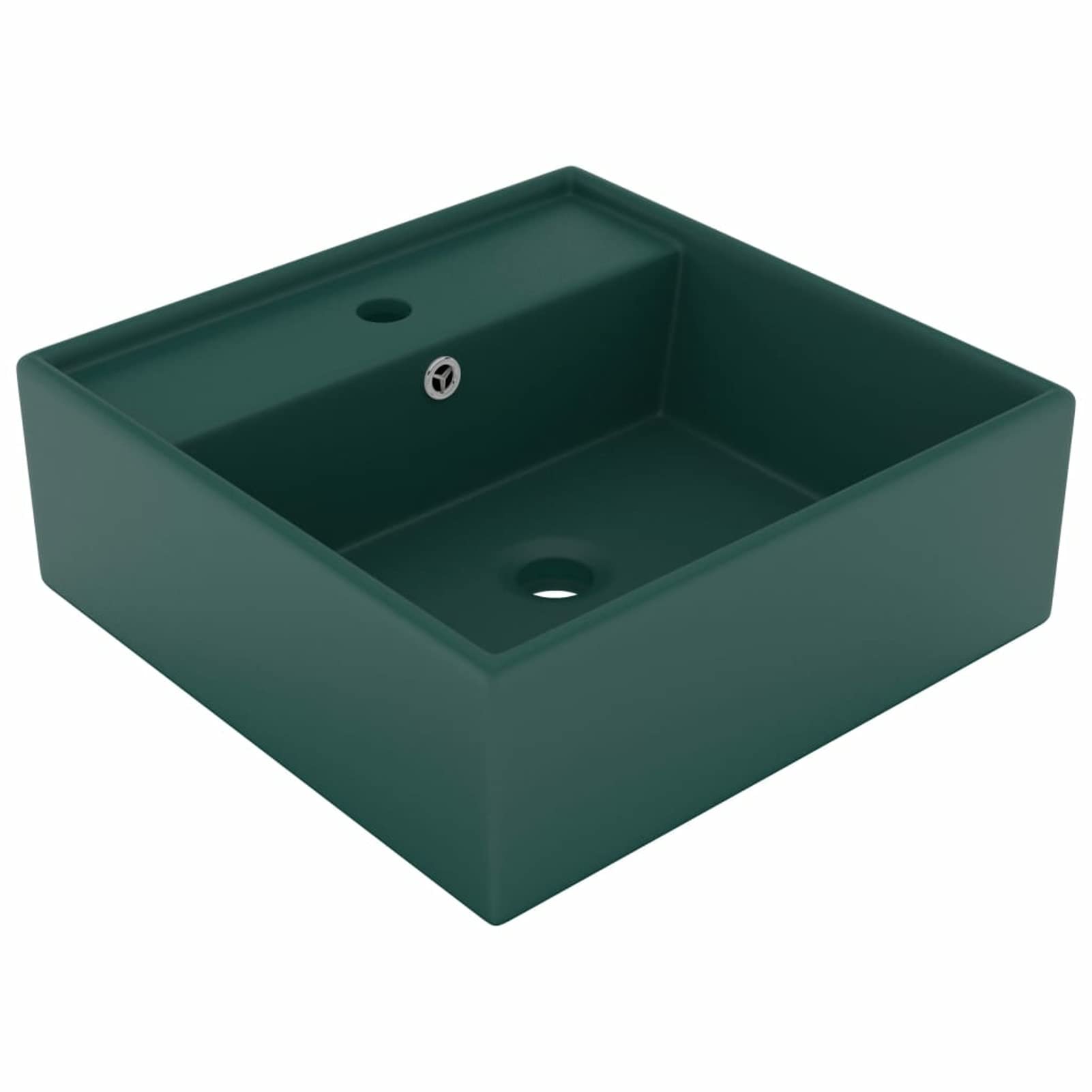 Lavabo de lujo cuadrado de cerámica mate verde oscuro 41 x 41 cm, lavabo, lavabo de baño, lavabo, lavabo, lavabo, lavabo de encimera