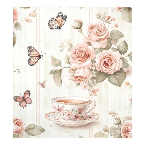 Verano Vintage Peach Cups Roses Imán Decorativo Lavavajillas Cubierta Reutilizable Refrigerador Wraps Magnético Decoración de Vacaciones Cubierta Magnética para Lavavajillas 58.4 x 66.0 cm