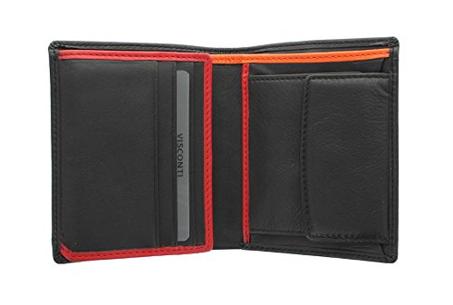 VISCONTI Colección Bond DR NO Cartera Compacta de Cuero para Hombre BD22 Negro/Naranja