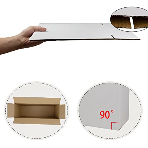 Image of 12x9x4 Inches Shipping Boxes, White Corrugated Cardboard Boxes for Small Bussiness, 25 Pack
