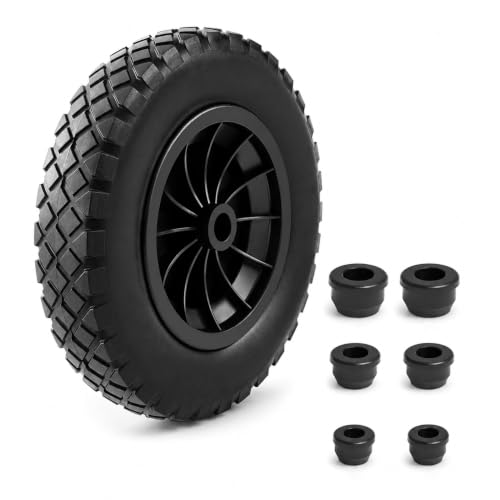 14 Wheelbarrow Wheel PU Puncture Proof Solid 3.50-8 Wheel Heavy Duty Replacement Tire for Wheelbarrow Wheelbarrow Wheels Tyre for Garden Trolley Barrow Go Cart Black