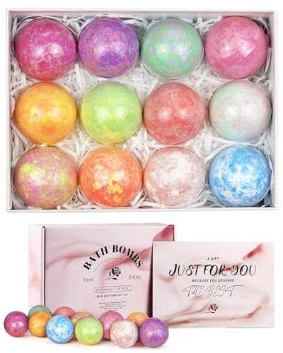Badebomben Geschenkset 12 Stück, Bio natürliche ätherische Öle, Badekugeln 80g Handgefertigt, GenießEn Sie Feuchtigkeitsspendende Spa-Haut, Warmes Geschenk für Sie/Ihn,...