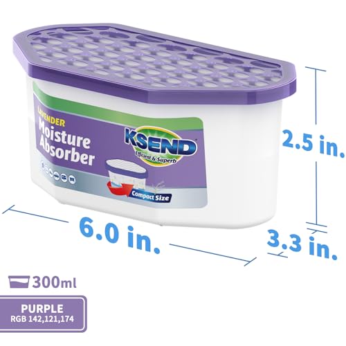 Image of Ksend Moisture Absorbers, 12 Pack, Compact Dehumidifier for Closet, Efficient Humidity Absorber Boxes, Moisture Absorber for Closet, Odor Eliminator with Lavender Fragrance, Purple, 6.4oz, 300ml
