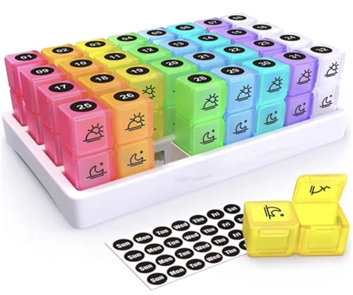 ピルケース お薬ケース 薬収納ケース 薬ケース 薬ポーチ 1ヶ月錠剤保管用 1日2回 大容量 小型 朝夜 小分け 薬入れ 31日用 飲み忘れ防止 コンパクト薬箱 密閉サプリメントケース 持ち運びやすい 習慣薬箱 高齢者 携帯用 旅行用 (B)