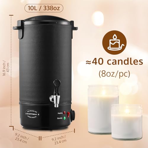 OFFNOVA Derretidor de cera para fabricação de velas, panela elétrica grande de 10 L com bico de núcl