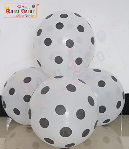 Image of RasuDecor 20 Pieces 12 inch Polka Dot Latex Balloon White-BlackDot and Black-WhiteDot Balloons (10+10), 12 Inch Latex Polka Dots Balloons for Kids Women Men Birthday Easter Engagement Wedding, Halloween Party Supplies Decor #RasuImpex (20Pcs 12 inchPolkaDotBlack /White)