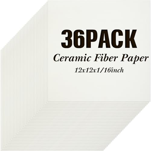Ctosree 36 Pcs Ceramic Fiber Paper Insulation Gasket or Liner for Kiln White High Temperature Kiln Paper Microwave Ceramic Paper for Stove Fireplace Glass Fusing (12 x 12 x 1/16 Inch)