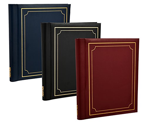 3 x Arpan Large Self Adhesive Photo Albums – 60 Sheets 120 Sides, Spiral Binder | Photo Album Self Adhesive Large, Photo Albums Mixed Colour Set – Black/Blue/Red