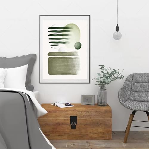 Tableau géométrique vert sur toile de qualité supérieure AEFOUU 50 x 70 cm - 4