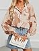 ZESICA Women's Floral Print Blouse 2025 Long Sleeve Button Down Casual Fall Boho Oversized Tops Shirts,Brown,Small