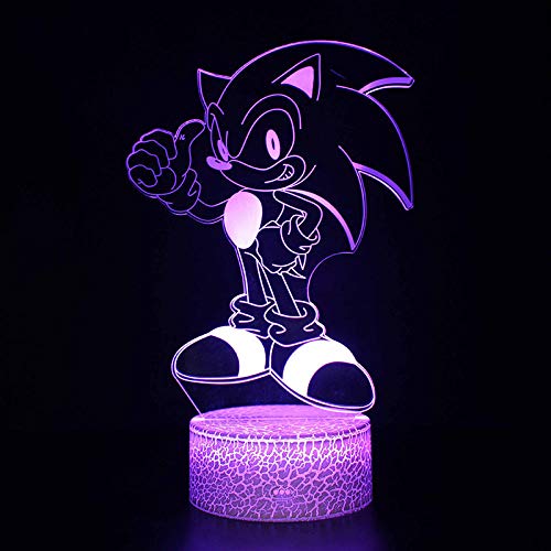 Desk Lamp For Kids Anime Style Night Lights Sonic The Hedgehog Model Led Lamp Kids Bedroom Decoration Cartoon Lights With Remote Control For