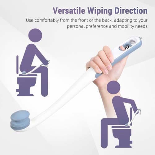 Toilet Aids for Wiping Bottom, 2-Pack - Long Reach Comfort Wipe with Replaceable Head & Strap - Bottom Buddy Wiping Aid for Elderly, Disabled & Post-Surgery - Image 3