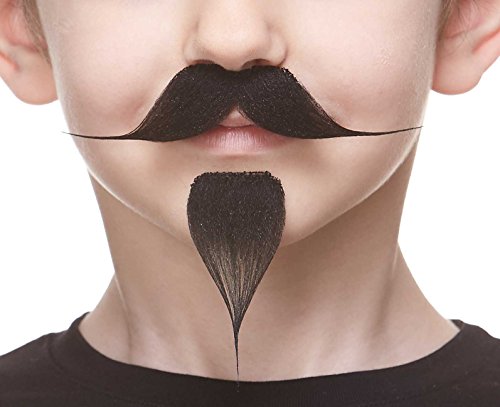 Mustaches Coronel Sanders autocolante bigode e botão falso para crianças, novidade, pelos faciais falsos, acessório de disfarce para crianças, cor preta