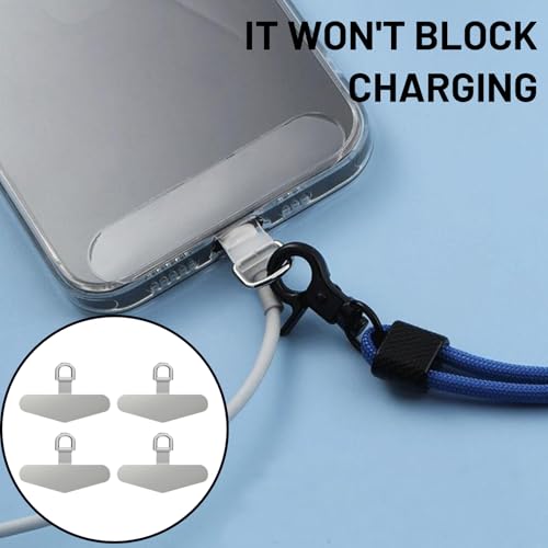 XIELBIS 4Pcs Phone Tether Tags,Phone Tether Tabs,Metal Crossbody Cell Phone Lanyard Patch Silve for Smartphones - Stainless Steel Cellphone Lanyard Tether Patches,Mobile Phone Lanyard Patch - Image 3