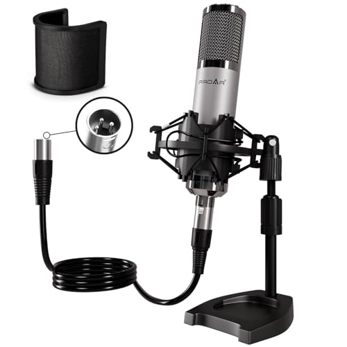 Image of Studio Microphone, Professional Cardioid XLR Condenser Recording Mic Voice Over Kit with Desktop Stand for Music, Singing, Podcasting, and Vocal Streaming