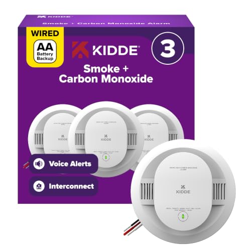 Kidde Smoke & CO Detector, Hardwired & AA Battery Backup, 30CUAR-V, 3 Pack - image 1