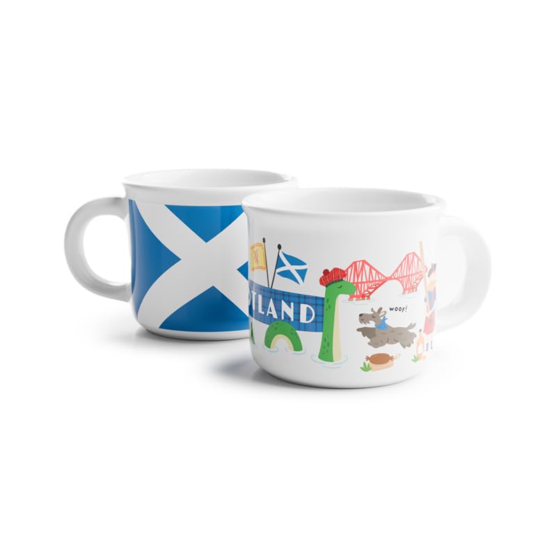 Puckator Scotland Souvenir Set of 2 Porcelain Espresso Cups - Tableware Cute Coffee Latte Expresso Barista Glasses Mugs Cup Cups - Drinkware Accessories Small Glass Travel Mug Kitchen Set