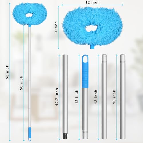 Image of Eunice 2Pack Ceiling Fan Duster with Extension Pole, 13-49.7 Inches Adjustable and Removable Fan Cleaner Blade for High Ceiling, Window Door Furniture (Blue)