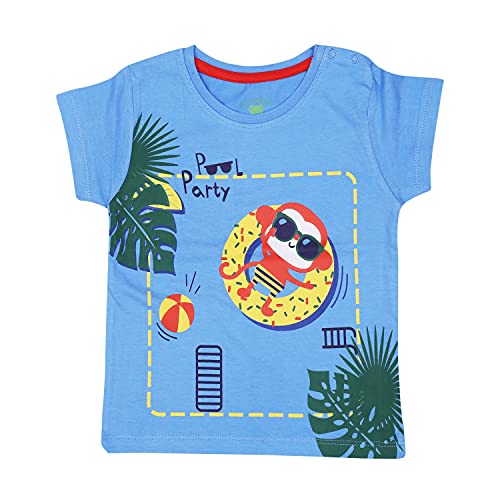 Image of Pack of 6 Baby Boys and Girls 100% Cotton Printed Regular fit Tshirts with Shoulder Poppers (0 to 24 Months)