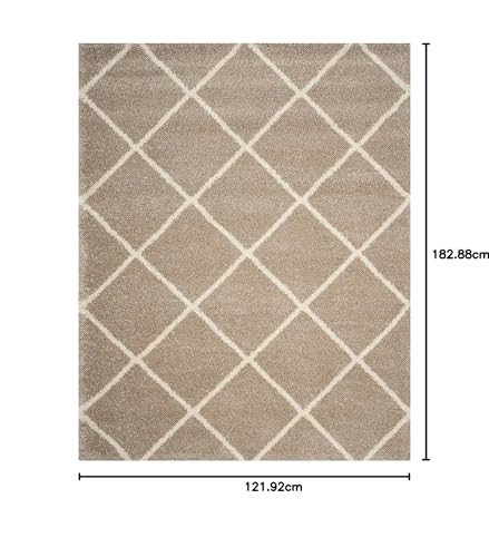Image of Modern Anti Slip Shaggy Fluffy Fur Rectangular Rug and Carpet for Living Room, Bedroom (4X6Feet, Beige & Ivory)