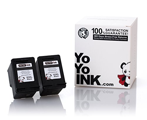 YoYoink Remanufactured HP 63XL Black Ink Cartridge Replacement for HP 63 Black Ink Cartridge 2 Pack - Use with HP Printers Officejet 3830 4650 Envy 4520 Deskjet 1112