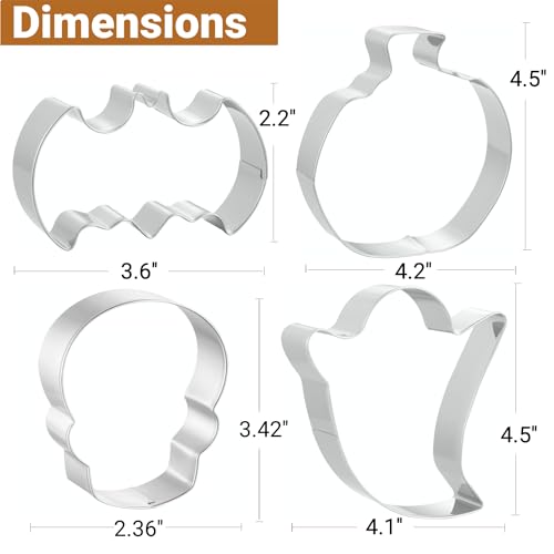 JOB JOL Cookie Cutters 4 PCS, Large Halloween Cookie Cutters, 4'' - Thumbnail 2