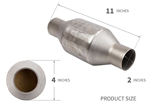 Thunderbolt 2" Inlet/Outlet Universal Spun Catalytic Converter, 4" Round, 11" Long, High-Flow, Stainless Steel, OBDII Compliant - Thumbnail 3