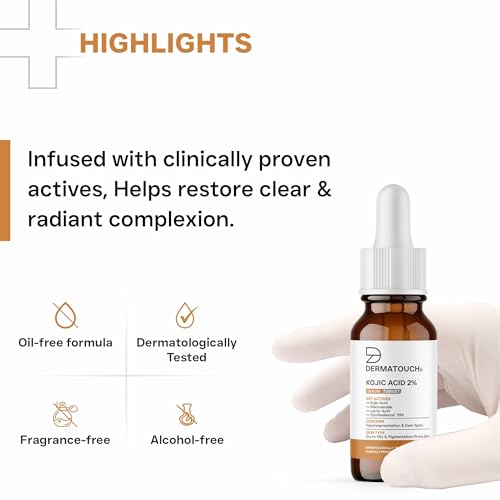 Image of DERMATOUCH Kojic Acid 2% Serum | Best for Hyperpigmentation, Uneven Skin Tone & Dark Spots | For Both Men & Women | 10ml